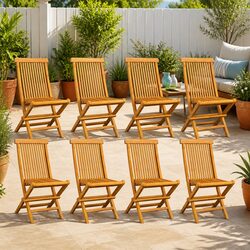 8-Piece Teak Wood Folding Garden Chairs Set