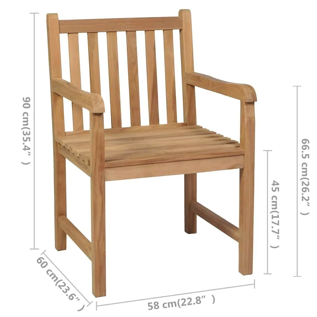 Garden Chairs Set for Outdoor Use 4 Piece Teak Wood with Grey Cushions