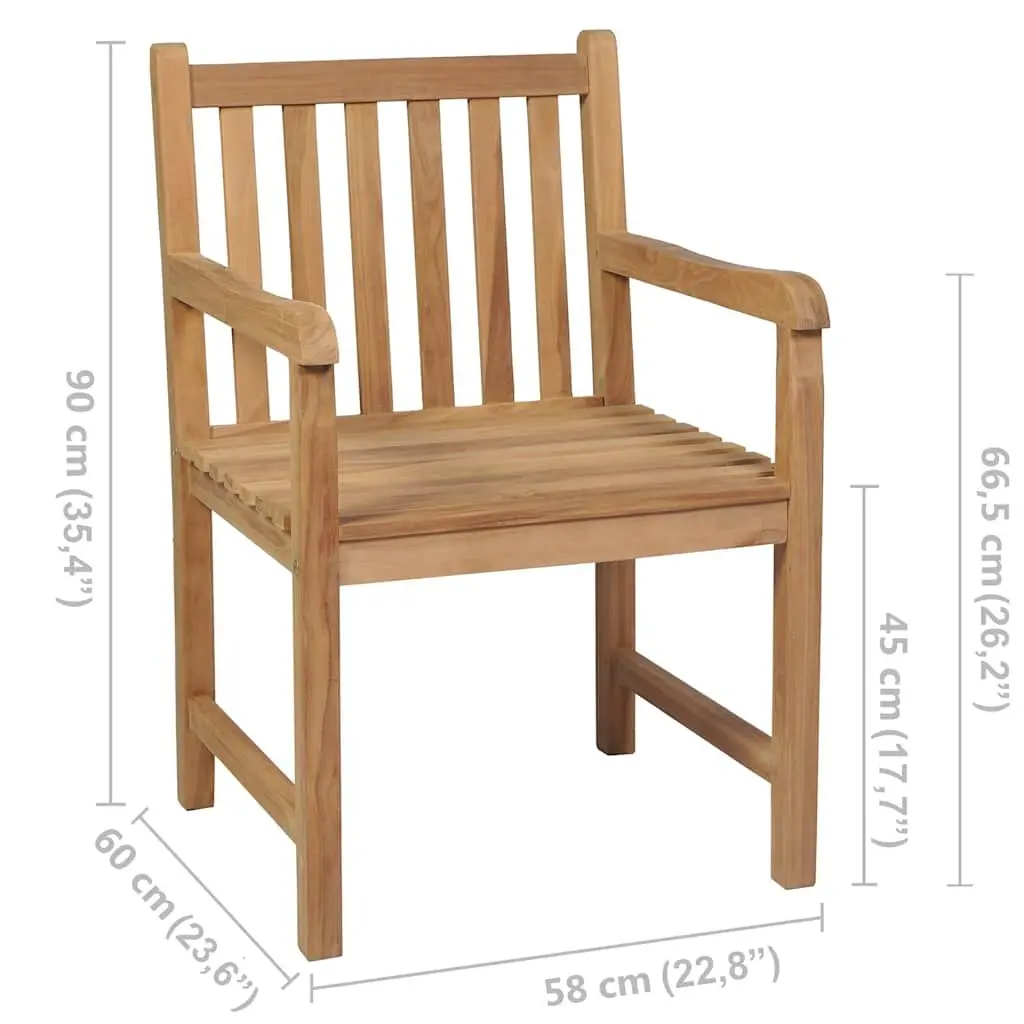 Outdoor Garden Chairs Set of 4 for Patio Cream White Cushions Solid Teak Wood
