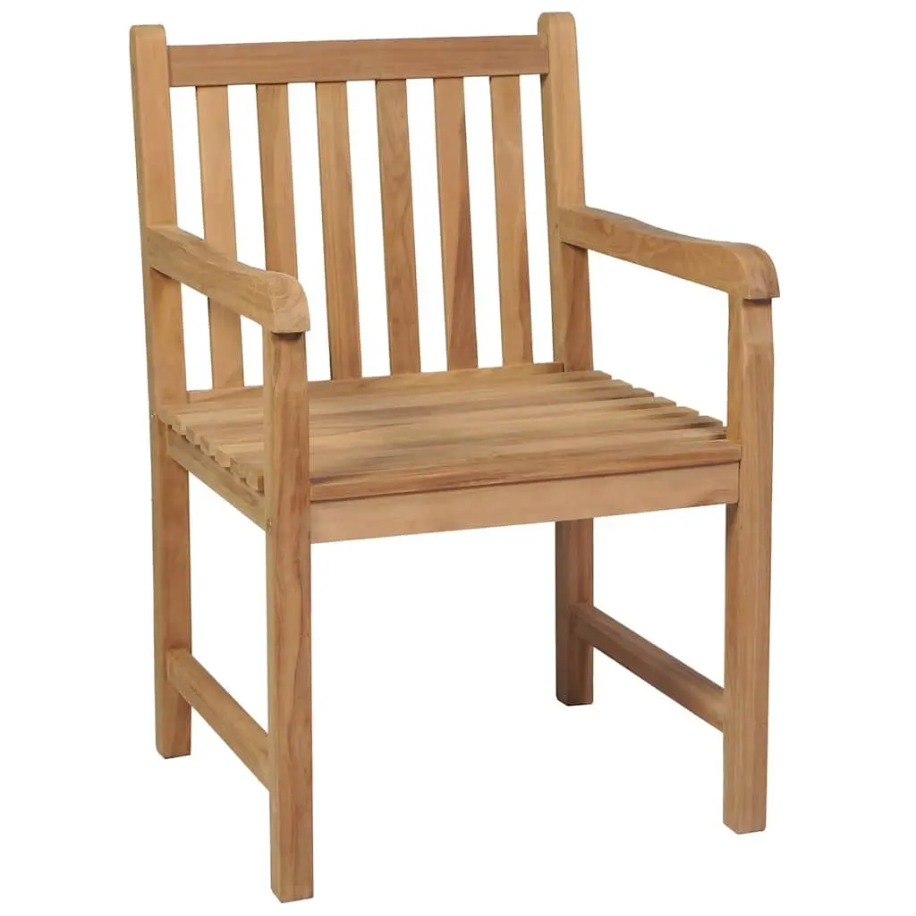 Outdoor Garden Chairs Set of 4 for Patio Cream White Cushions Solid Teak Wood