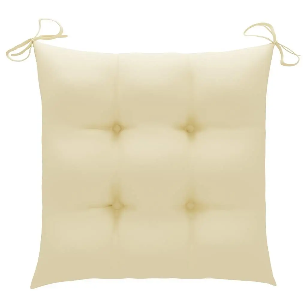 Outdoor Garden Chairs Set of 4 for Patio Cream White Cushions Solid Teak Wood