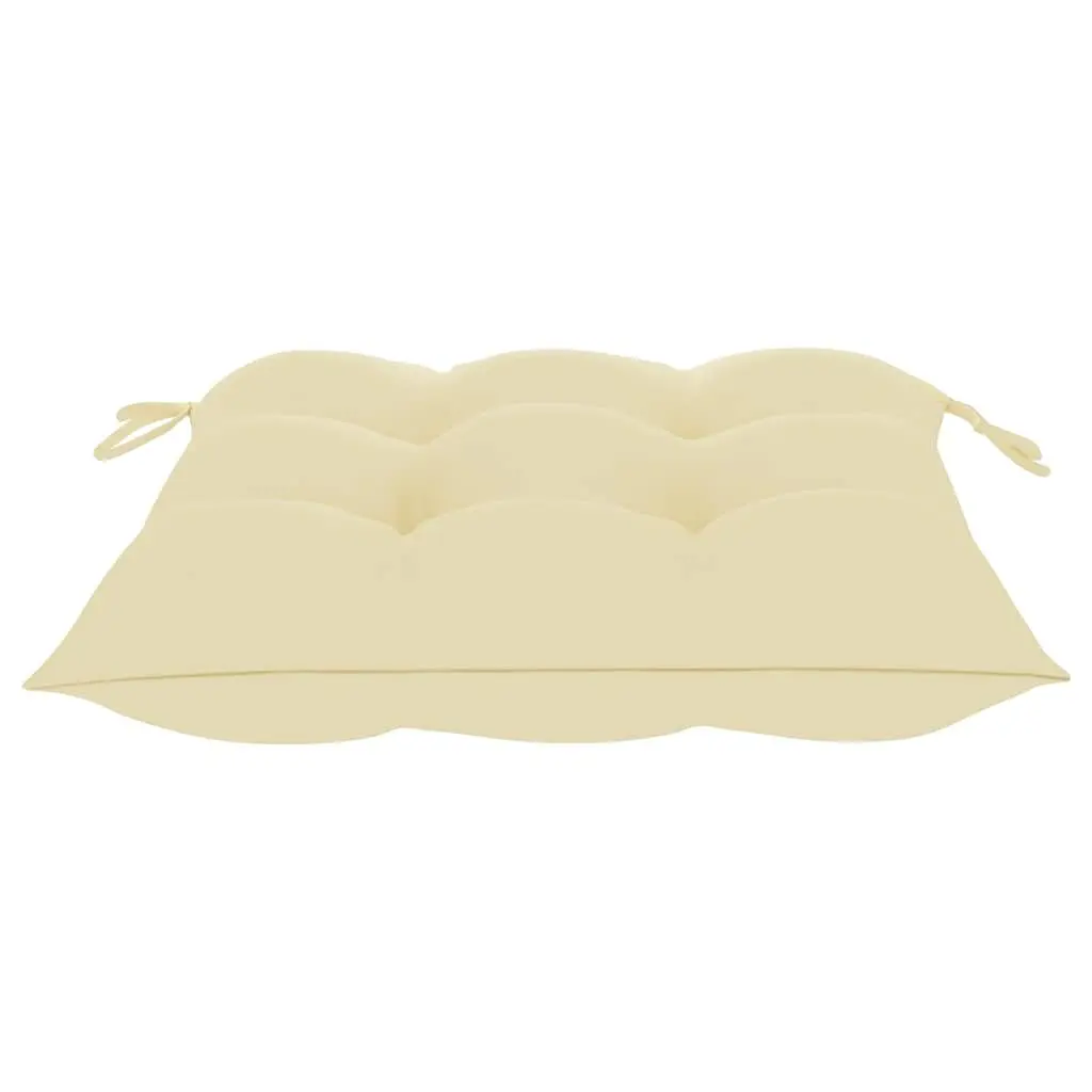 Outdoor Garden Chairs Set of 4 for Patio Cream White Cushions Solid Teak Wood
