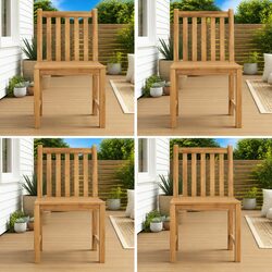 Outdoor Garden Chairs Set of 4 – Solid Teak Wood