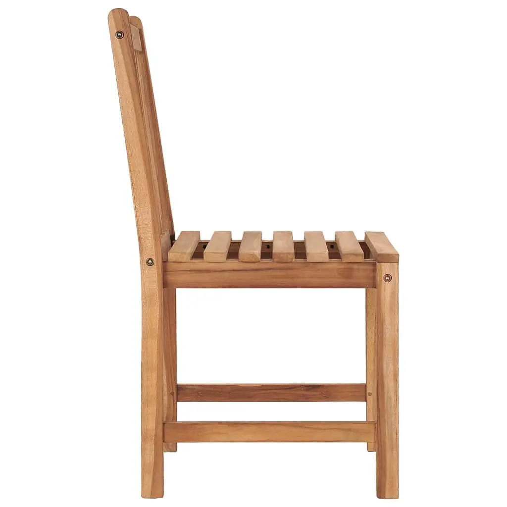 Outdoor Garden Chairs Set of 4 Solid Teak Wood Brown Patio Seating