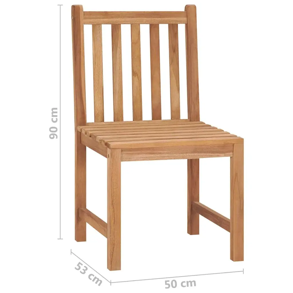Outdoor Garden Chairs Set of 4 Solid Teak Wood Brown Patio Seating