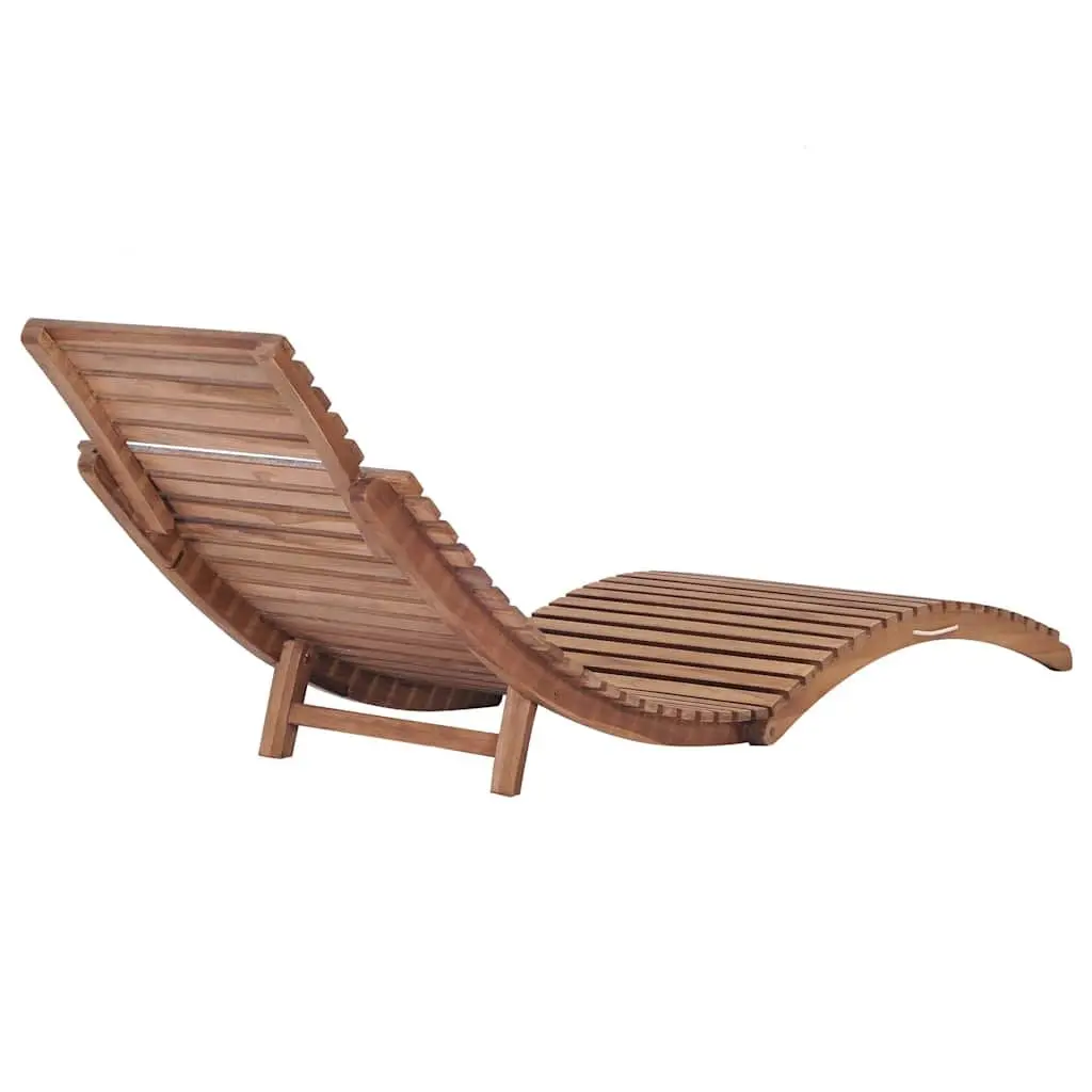 Folding Sun Lounger Outdoor Garden Patio Lounge Chair Adjustable Teak Wood