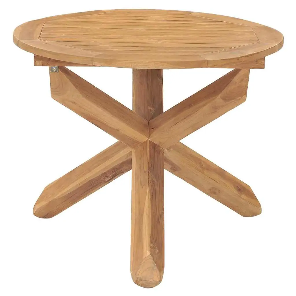 5 Piece Garden Dining Set Solid Teak Wood Brown Outdoor Patio Furniture