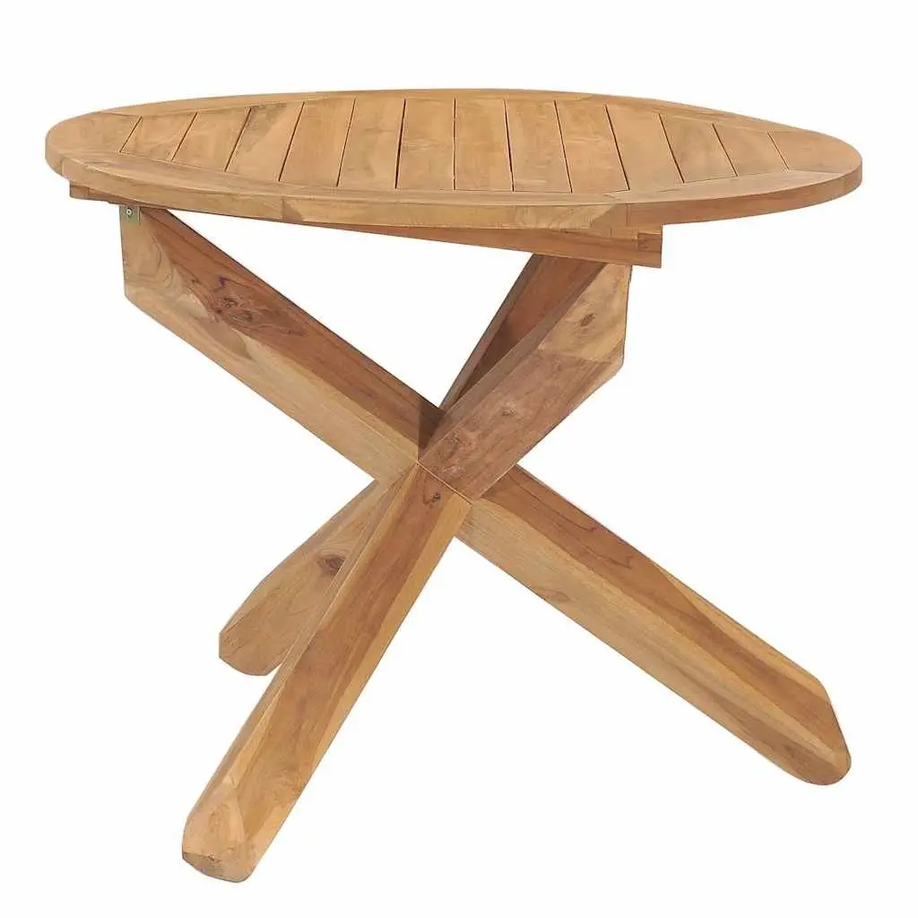 5 Piece Garden Dining Set Solid Teak Wood Brown Outdoor Patio Furniture