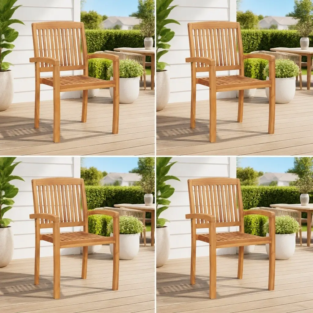 Teak Wood Stacking Garden Chairs Set
