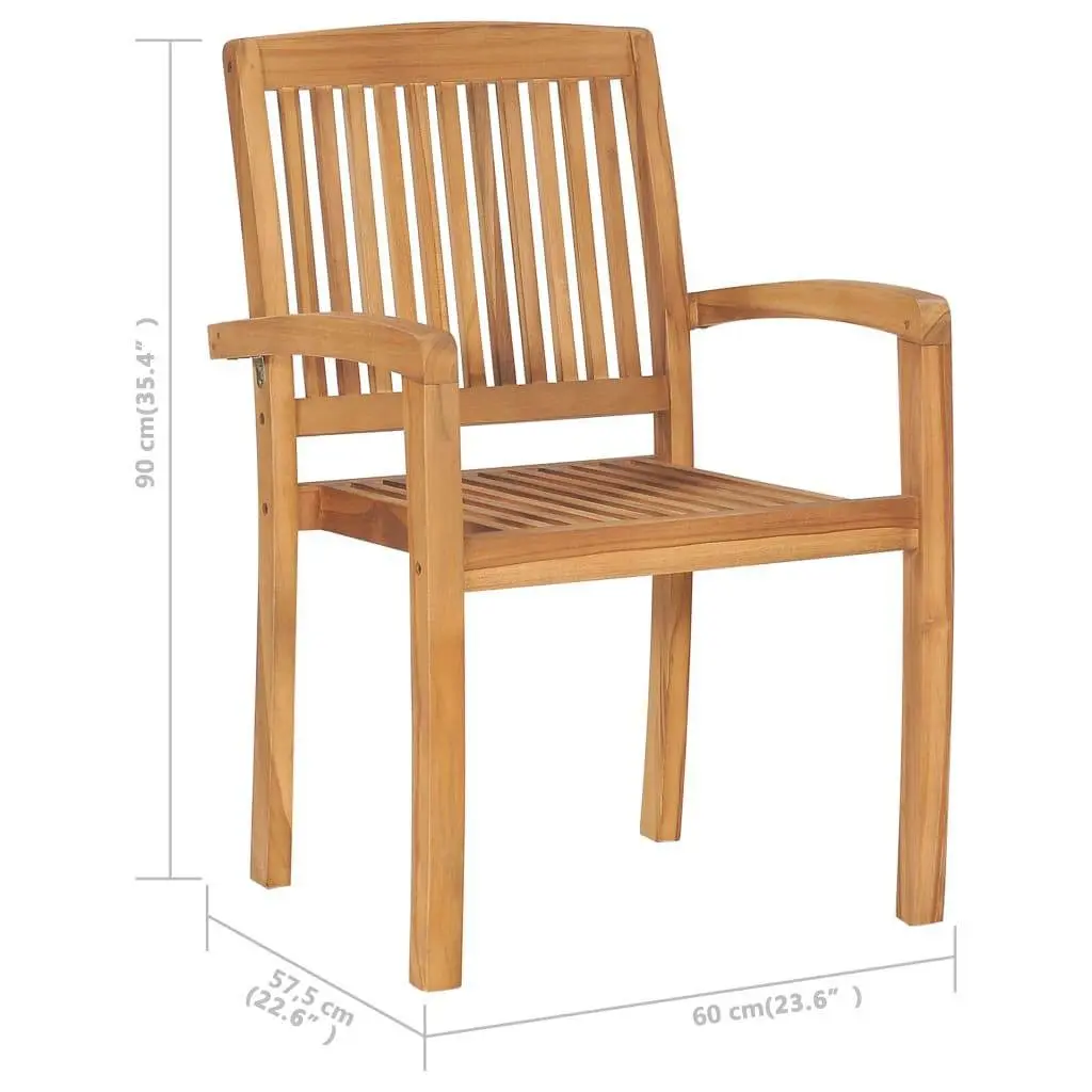 Teak Wood Stacking Garden Chairs Set