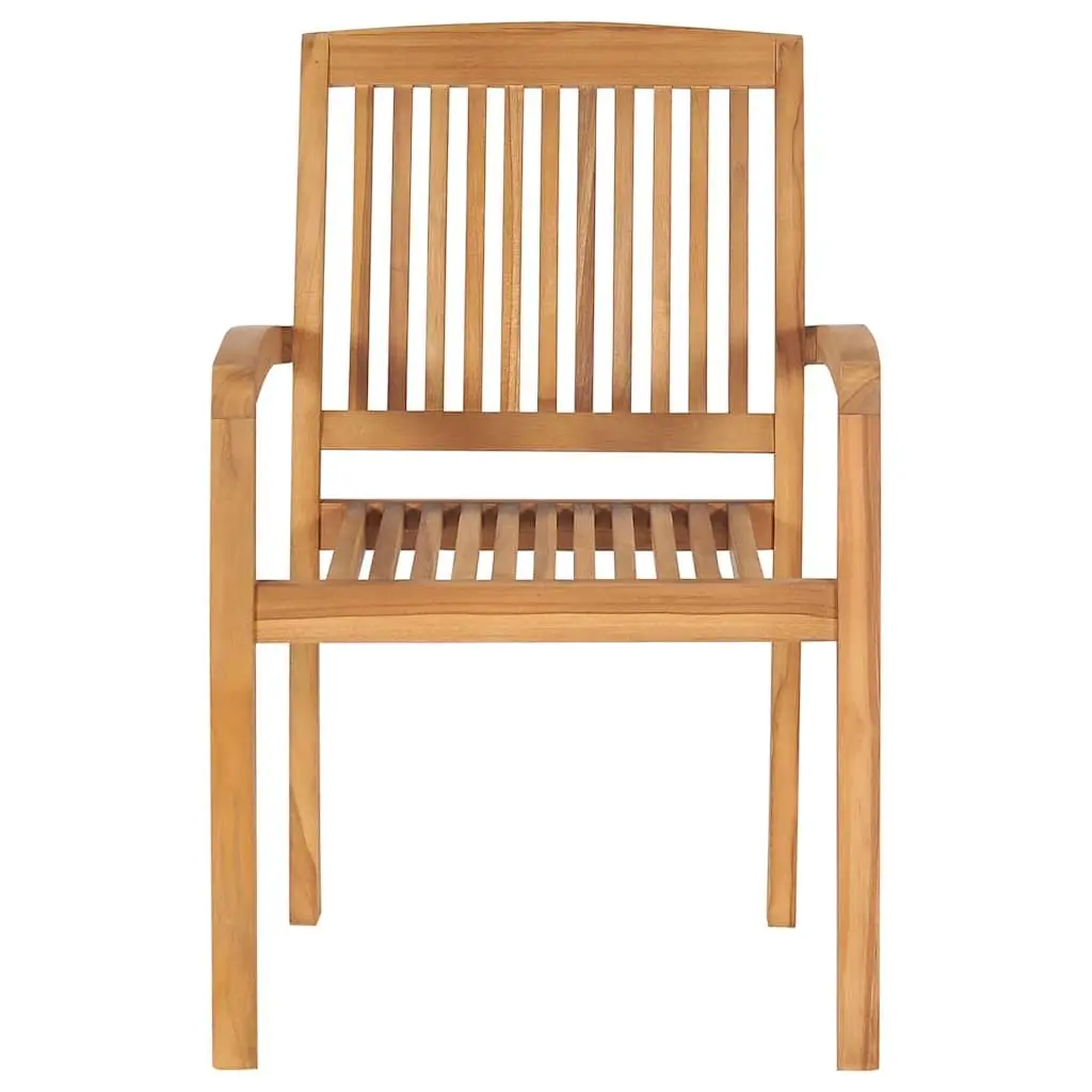 Outdoor Stacking Garden Chairs Set 6 Pieces Wooden Patio Seating Brown