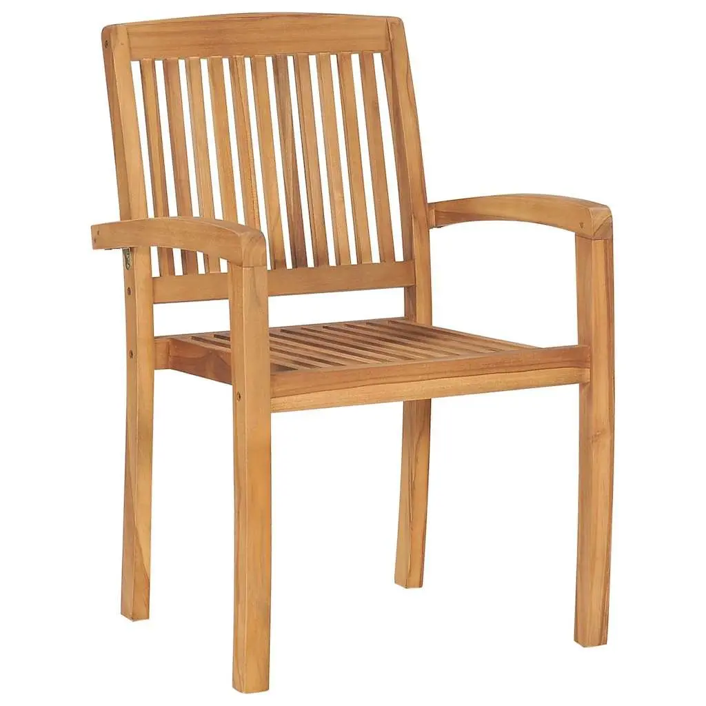 Stacking Garden Chairs Set for Outdoor Use 8 Piece Teak Wood with Cushions Anthracite