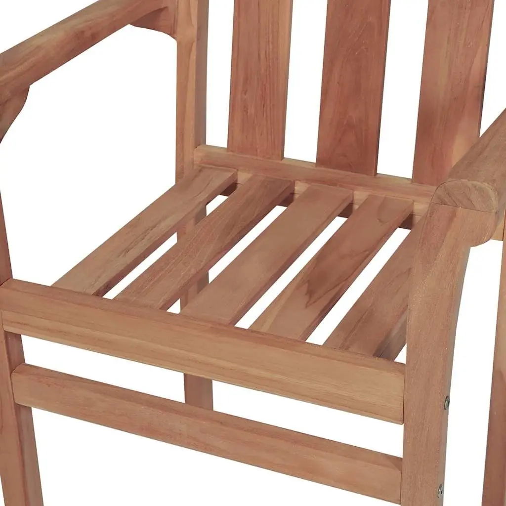Stackable Outdoor Garden Chairs Set 4 Teak Wood for Patio Beige Cushions