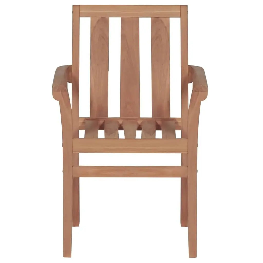 Stackable Outdoor Chairs for Garden 8 Piece Set Teak Wood with Cushions