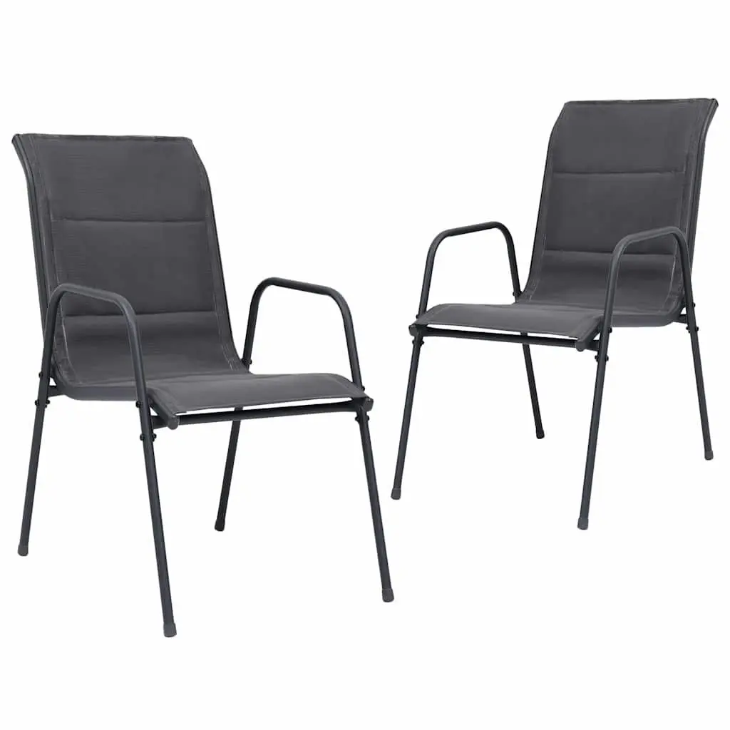 3 Piece Outdoor Dining Set Steel Frame Anthracite Garden Furniture Stackable