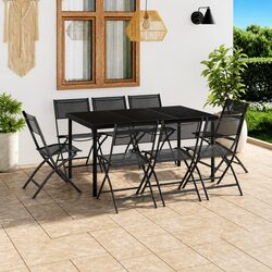 9 Piece Outdoor Dining Set Steel Frame Anthracite Garden Furniture Patio Table