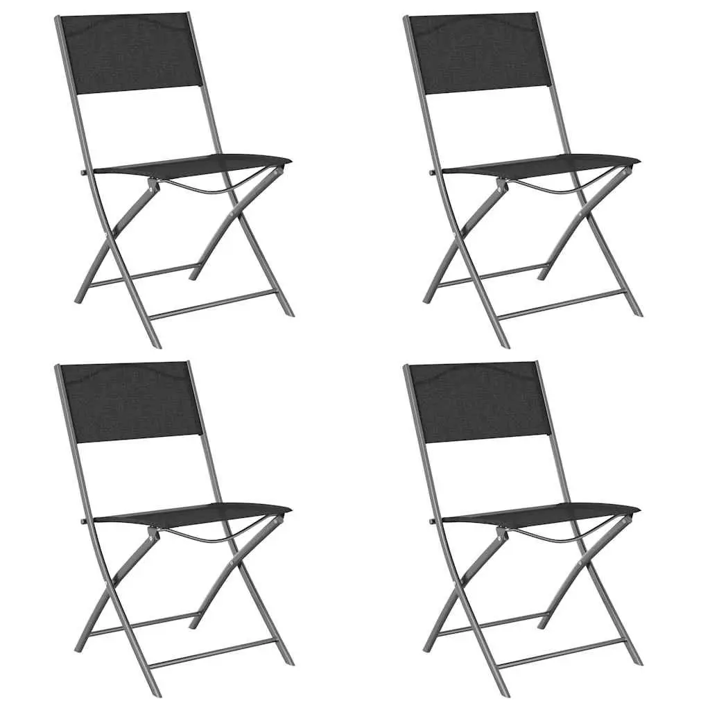 Outdoor Dining Set Garden Patio 5 Piece Steel Frame Folding Chairs