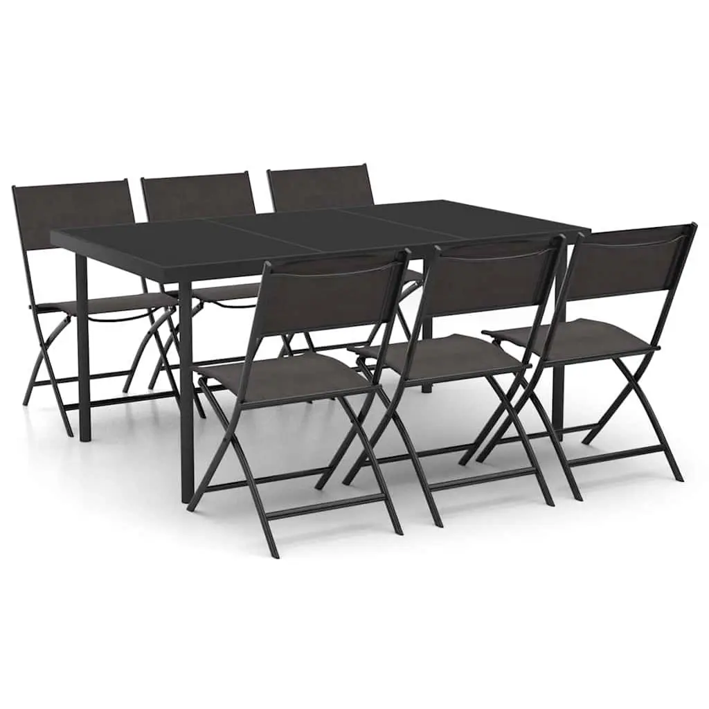 7 Piece Outdoor Dining Set Garden Use Steel Frame Stackable Chairs