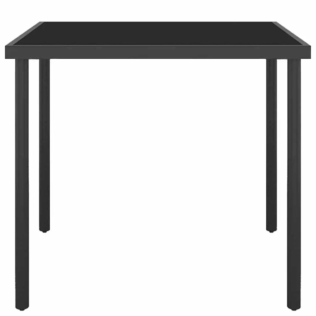 5 Piece Outdoor Dining Set Steel Frame Stackable Chairs Garden Furniture Black