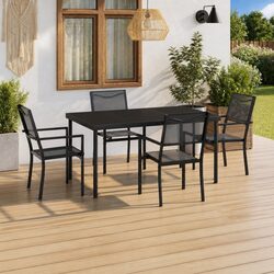 5 Piece Outdoor Dining Set Steel Frame Anthracite Garden Furniture Patio Table