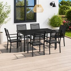 7-Piece Dining Set: Steel Frame and Textilene Fabric Seats