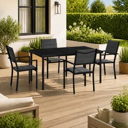 5-Piece Outdoor Dining Set with Steel Frame and Chairs
