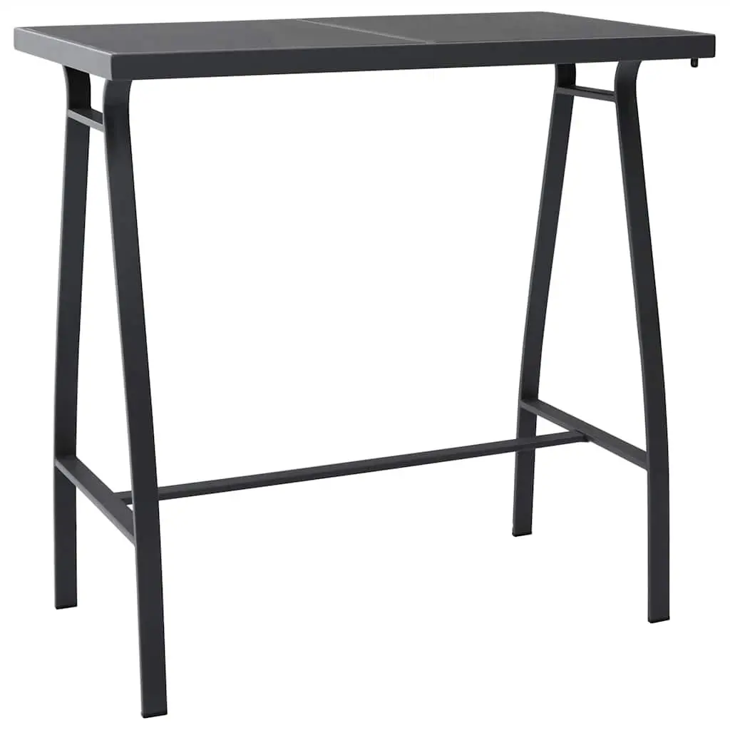 Garden Bar Set Outdoor Use 5 Piece Steel Frame Tempered Glass Table Chairs
