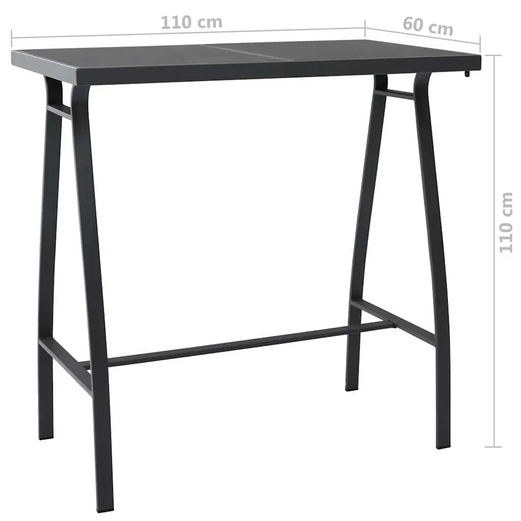 Garden Bar Set Outdoor Use 5 Piece Steel Frame Tempered Glass Table Chairs