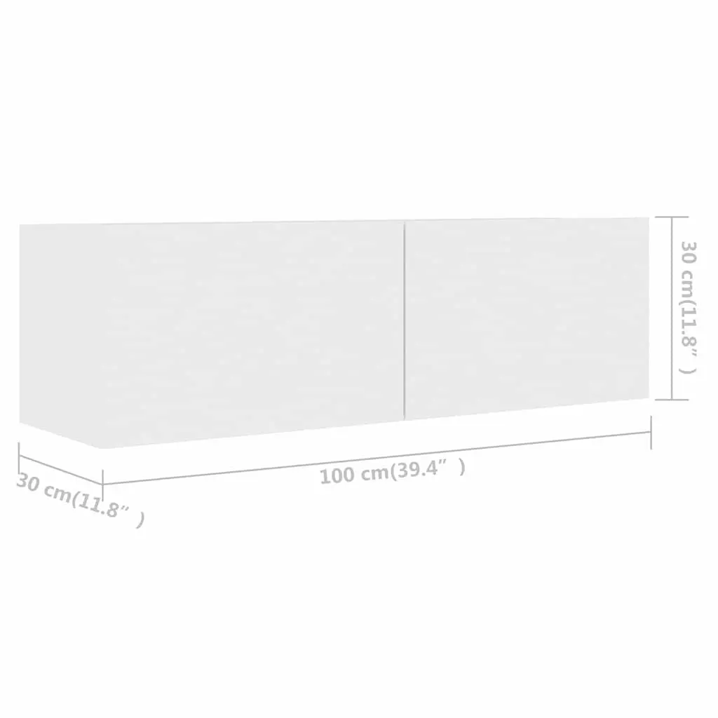 Wall Mounted Storage Unit Set for TV Use White Engineered Wood 4 Pieces