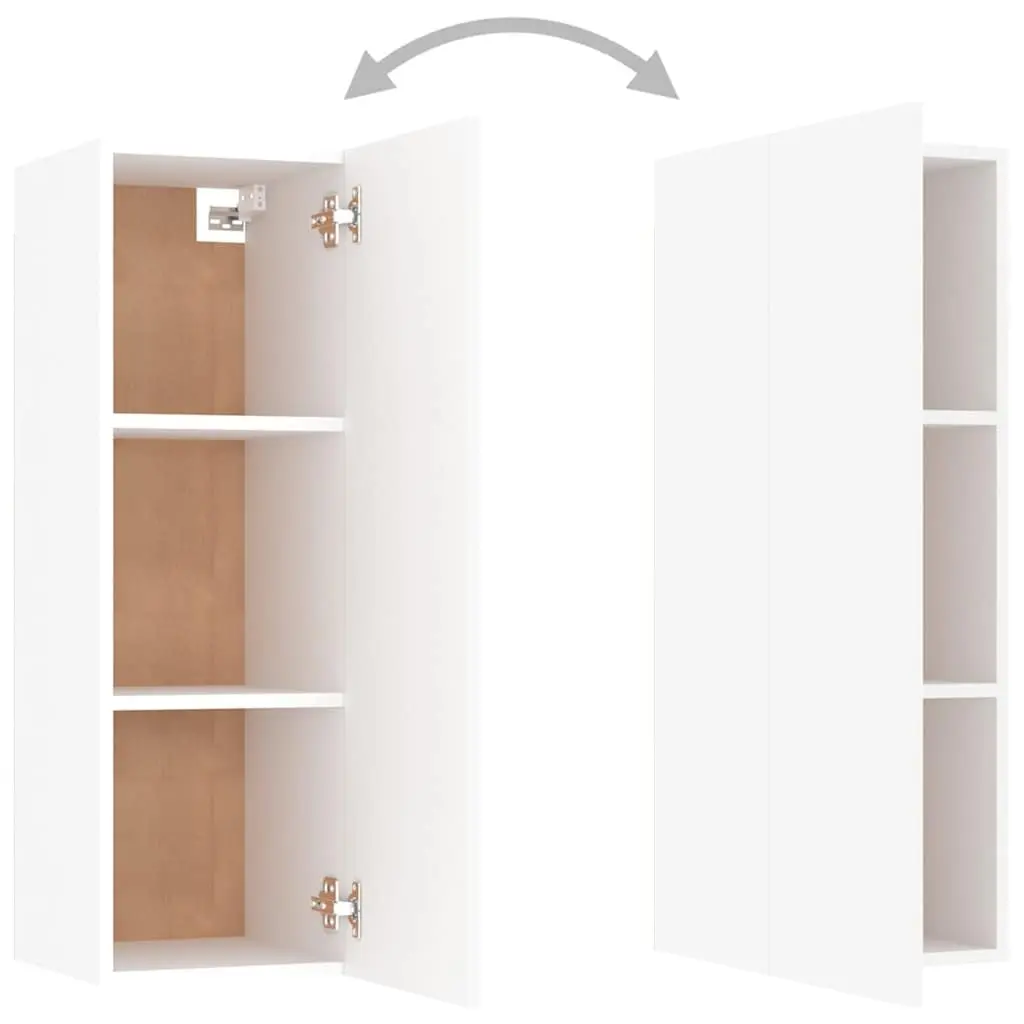 4 Piece TV Cabinet Set White Wall Mounted Storage Unit Living Room Furniture