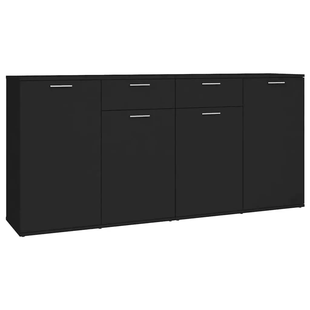 Sideboard Buffet Cabinet Black Living Room Dining Area 160x36x75 cm 4 Door 2 Drawer Storage Unit