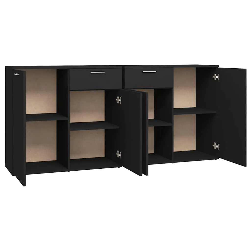 Sideboard Buffet Cabinet Black Living Room Dining Area 160x36x75 cm 4 Door 2 Drawer Storage Unit