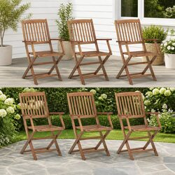 Specifications of Outdoor Folding Chairs Set: 6 Acacia Wood