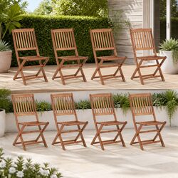 8 Folding Outdoor Chairs - Solid Acacia Wood