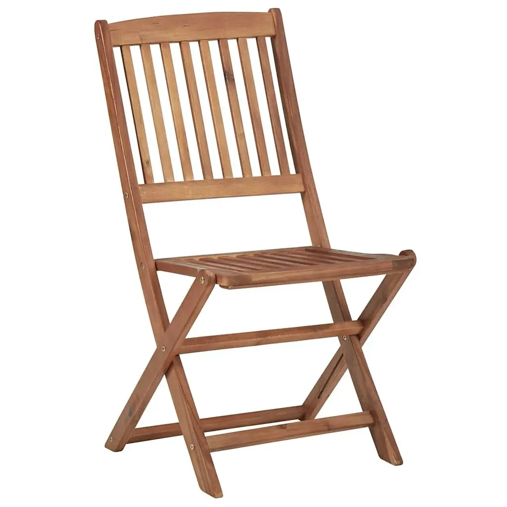 8 Piece Folding Chairs Solid Acacia Wood Anthracite Cushions Outdoor Patio Seating