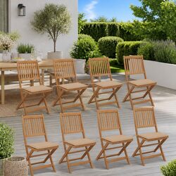 Folding Garden Chairs Set of 8 with Cushions Included