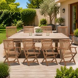 Outdoor Chairs Folding Set 8 Pcs Solid Wood Garden Dining Seating Brown