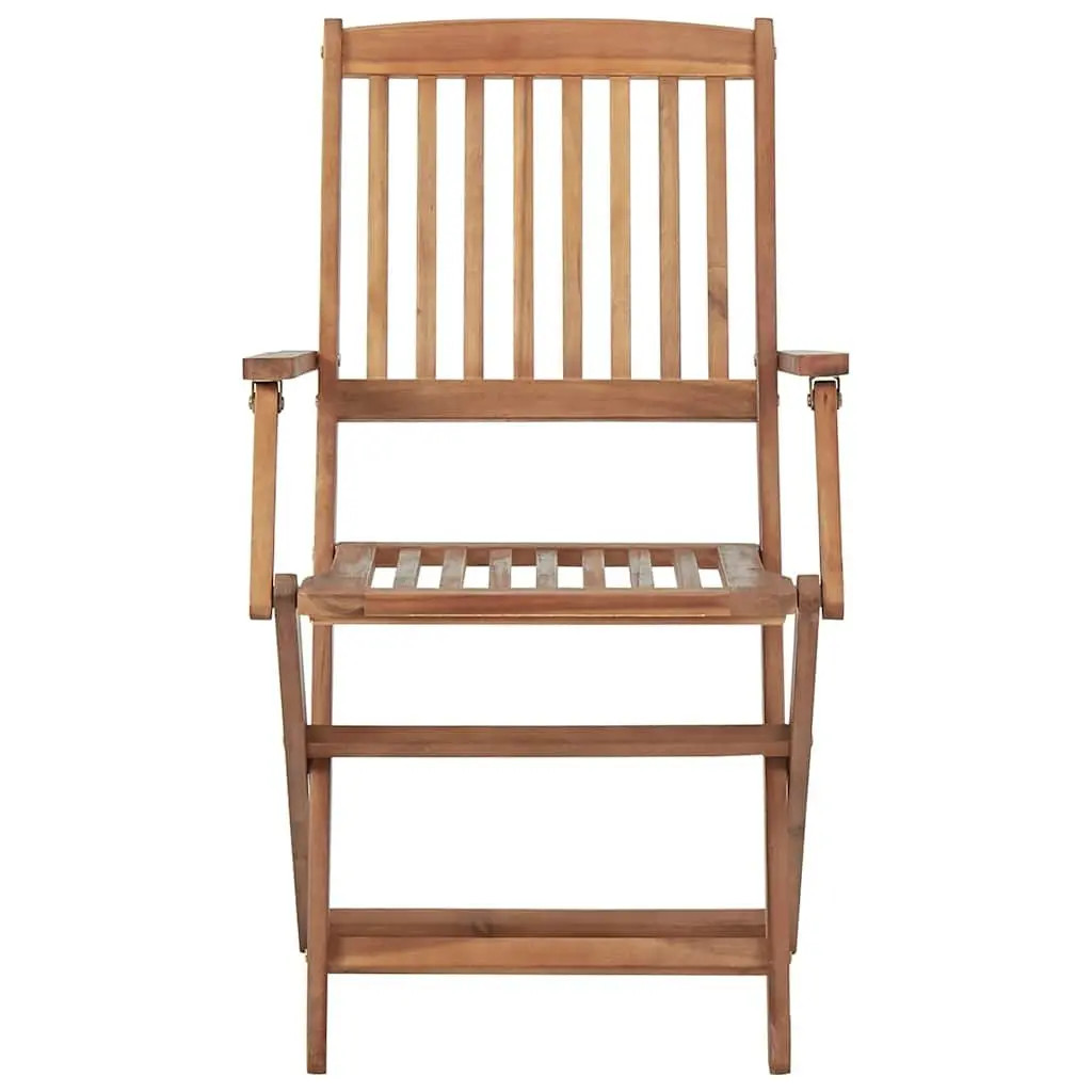 8 Solid Acacia Wood Folding Chairs for Outdoor Use