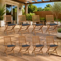 Outdoor Folding Dining Chairs Set of 8 with Cushions