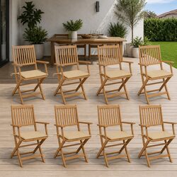 Outdoor Folding Dining Chairs Set: 8 Acacia Wood Chairs