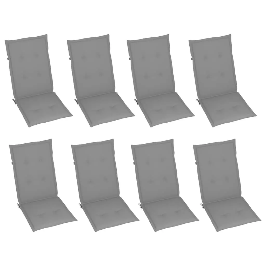 Outdoor Reclining Chairs Set 8 Piece Garden Seating with Cushions Grey Solid Wood