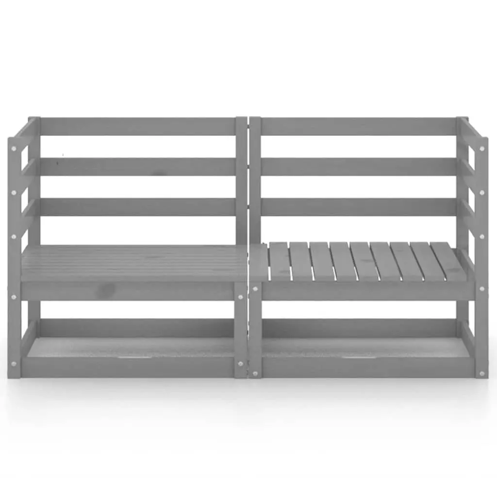 Outdoor Sofa Garden Lounge 2-Seater Solid Pinewood Grey