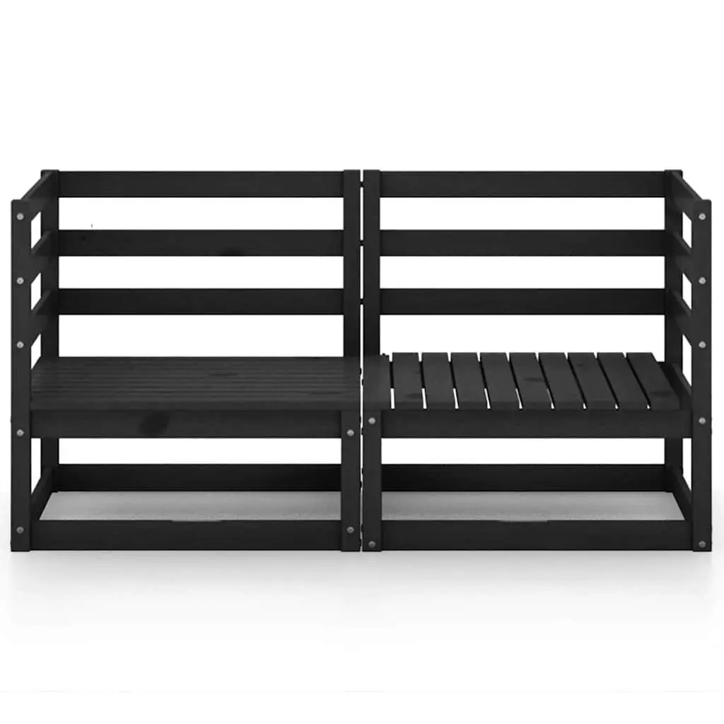 Outdoor Garden Sofa 2-Seater Solid Pine Wood Patio Black
