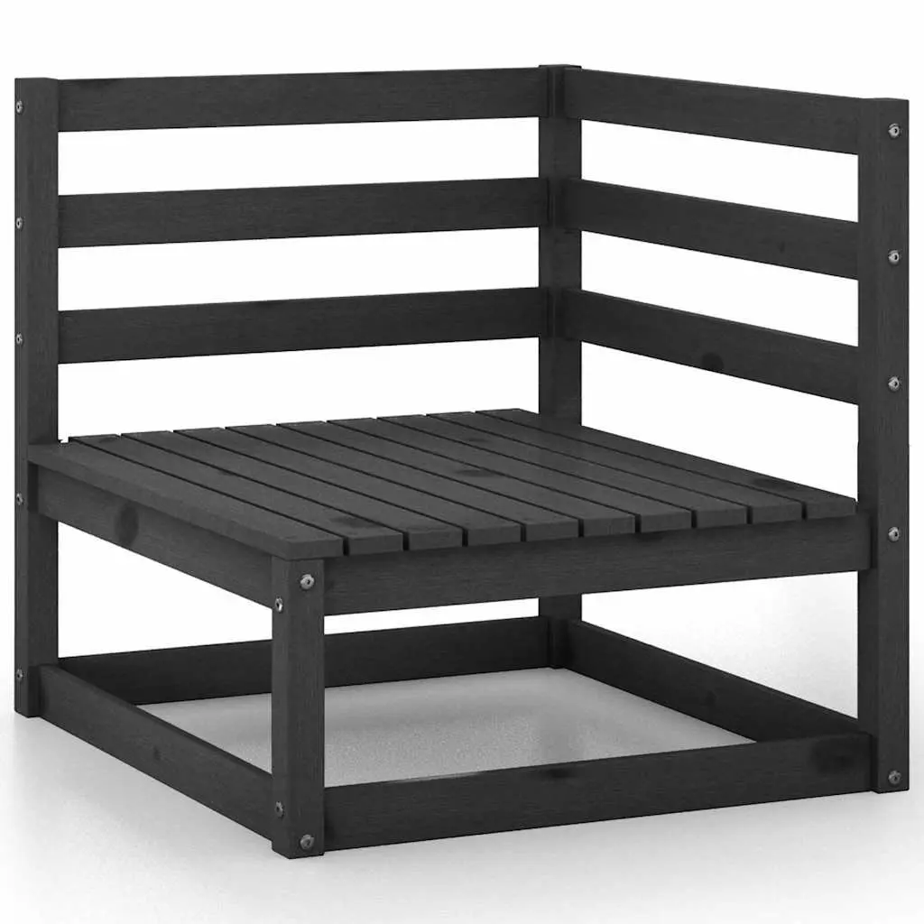 Outdoor Garden Sofa 2-Seater Solid Pine Wood Patio Black