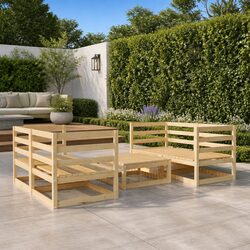 5 Piece Modular Garden Lounge Set - Solid Pinewood