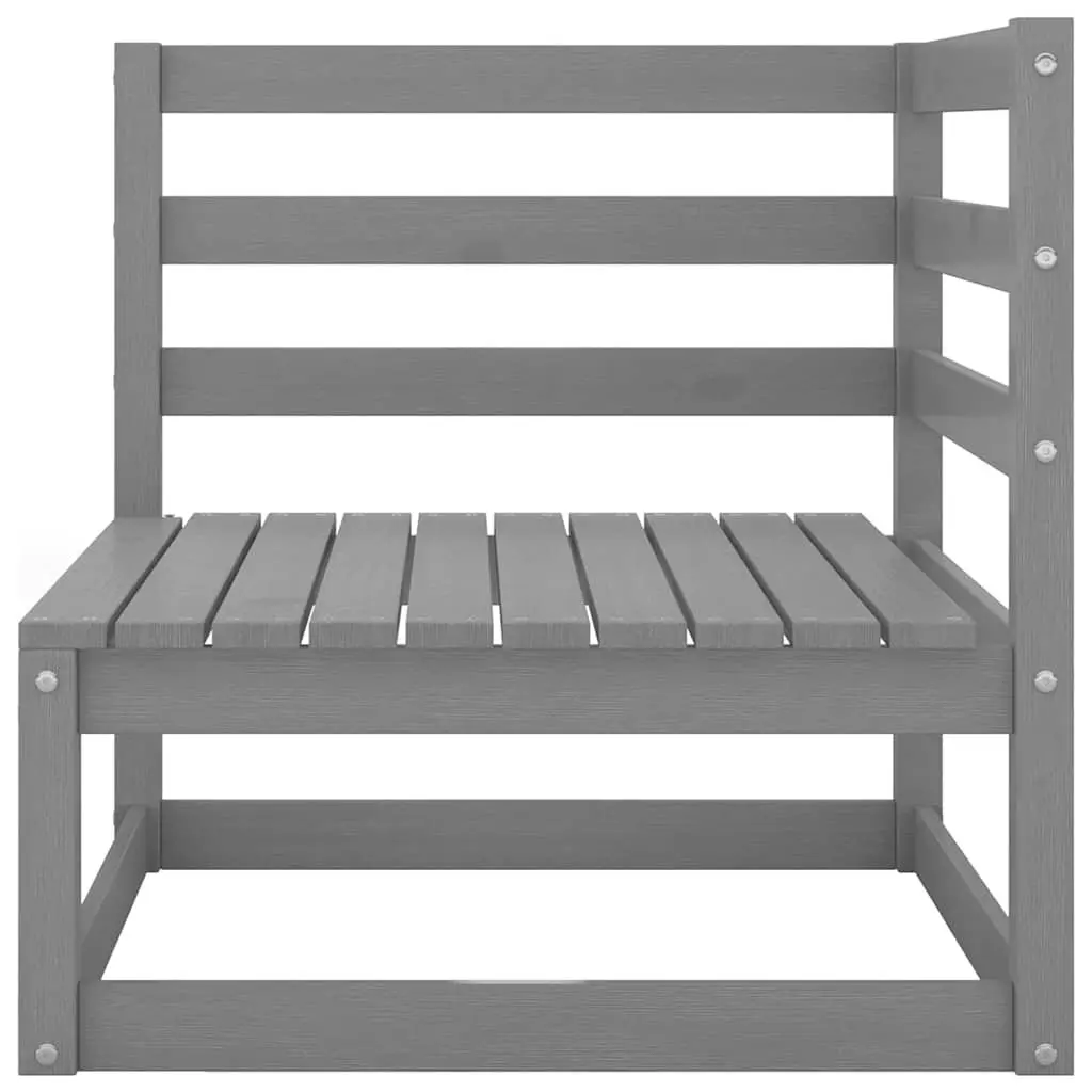Garden Lounge Set 8 Piece Grey Solid Pinewood Outdoor Furniture Modular Patio