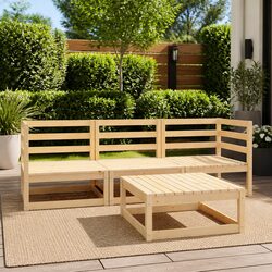 4 Piece Garden Lounge Set Outdoor Furniture Solid Wood Patio Sectional Modular