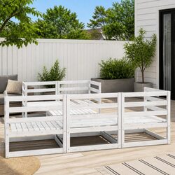 Garden Lounge Set 6 Piece White Solid Pinewood Outdoor Furniture Modular