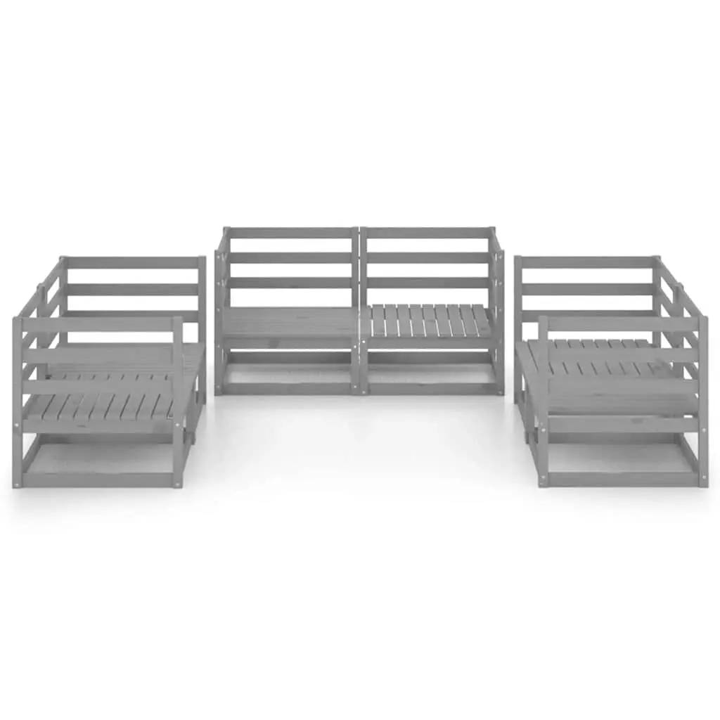 6 Piece Grey Solid Pinewood Modular Lounge Set