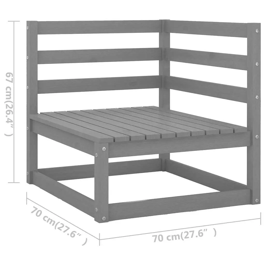 6 Piece Grey Solid Pinewood Modular Lounge Set